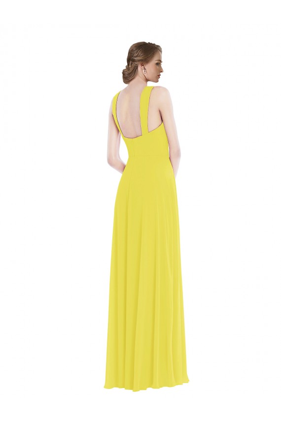 Sleeveless Yellow Spaghetti Straps Soft Chiffon A-Line Semi Formal Evening Dress / Bridesmaid Dress Newcastle
