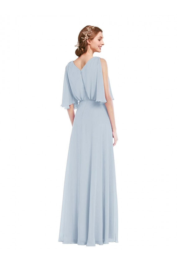Half Sleeves V-Neck Soft Chiffon A-Line Evening Gown / Bridesmaid Dress Newcastle