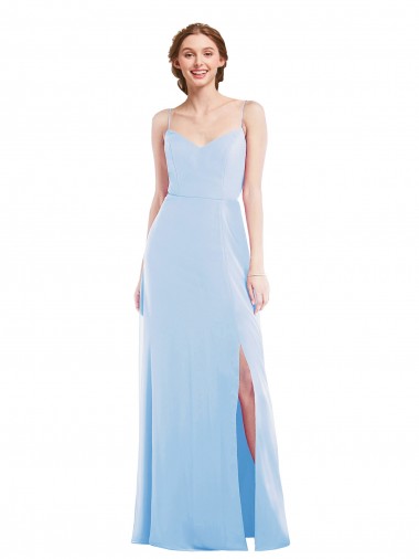 Sleeveless Light Sky Blue Spaghetti Straps Soft Chiffon A-Line Formal Evening Gown / Bridesmaid Dress Newcastle