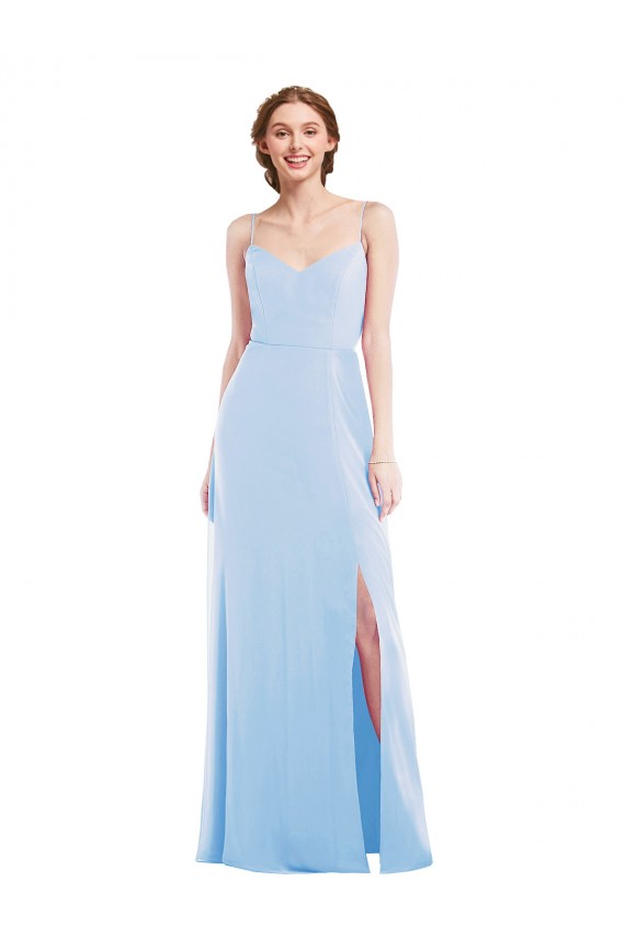 Sleeveless Light Sky Blue Spaghetti Straps Soft Chiffon A-Line Formal Evening Gown / Bridesmaid Dress Newcastle