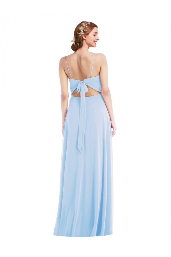 Sleeveless Light Sky Blue Spaghetti Straps Soft Chiffon A-Line Formal Evening Gown / Bridesmaid Dress Newcastle