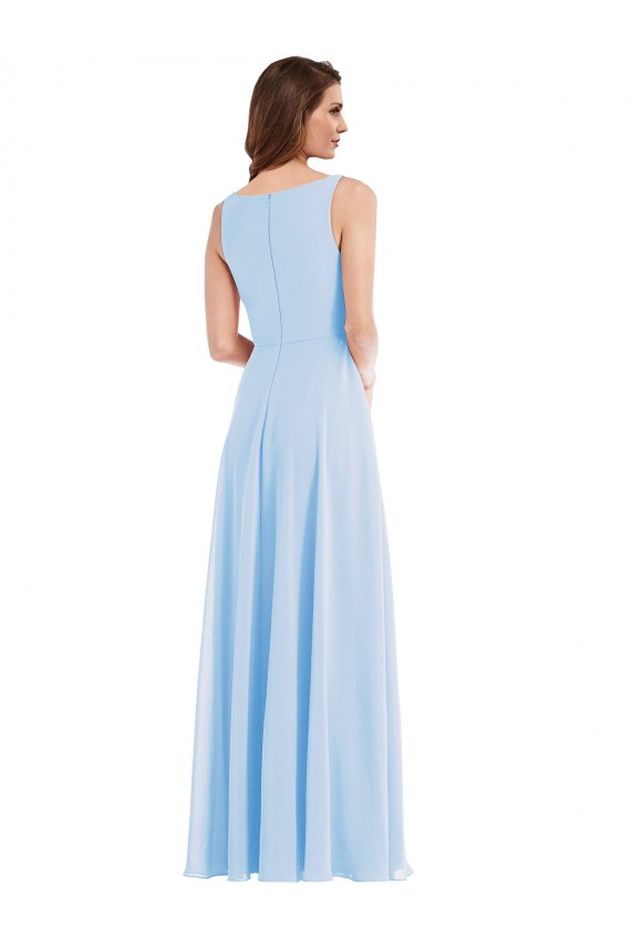 Sleeveless Light Sky Blue V-Neck Soft Chiffon A-Line Semi Formal Evening Dress / Bridesmaid Dress Newcastle