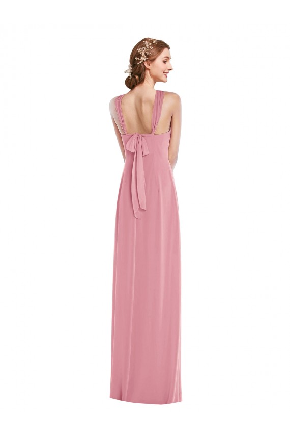 Sleeveless Skin Pink Halter Neck Open Back Soft Chiffon A-Line Semi Formal Evening Dress / Bridesmaid Dress Newcastle