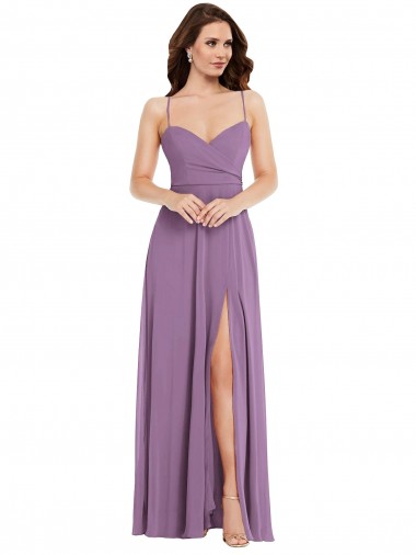 Sleeveless Spaghetti Straps Low Back Soft Chiffon A-Line Bridesmaid Dress / Formal Dress Newcastle