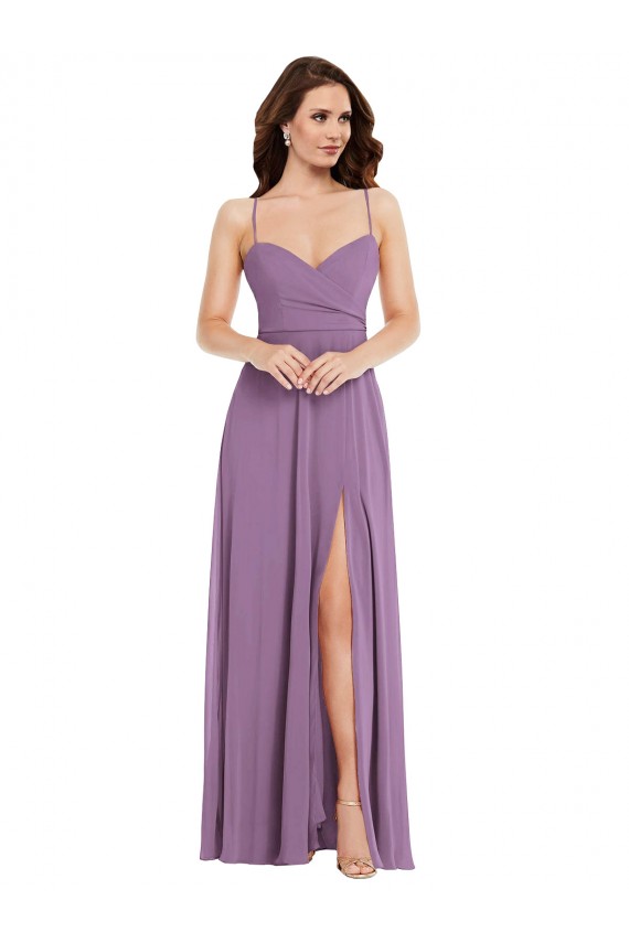 Sleeveless Spaghetti Straps Low Back Soft Chiffon A-Line Bridesmaid Dress / Formal Dress Newcastle