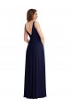 Sleeveless Dark Navy V-Neck V-Back Soft Chiffon A-Line Black Tie Evening Gown / Bridesmaid Dress Newcastle