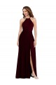 Sleeveless Burgundy Gold Spaghetti Straps Low Back Soft Chiffon A-Line Semi Formal Evening Dress / Bridesmaid Dress Newcastle