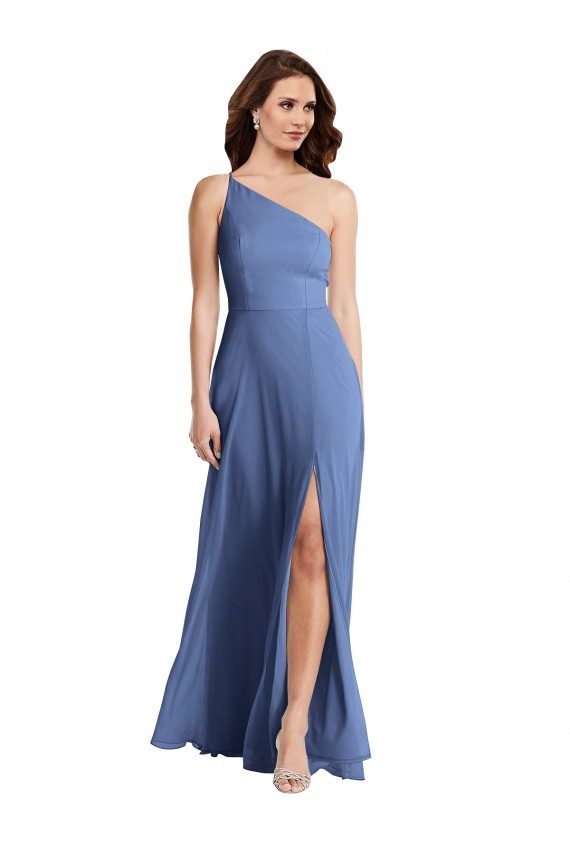 Sleeveless Windsor Blue One Shoulder Soft Chiffon A-Line Formal Evening Gown / Bridesmaid Dress Newcastle