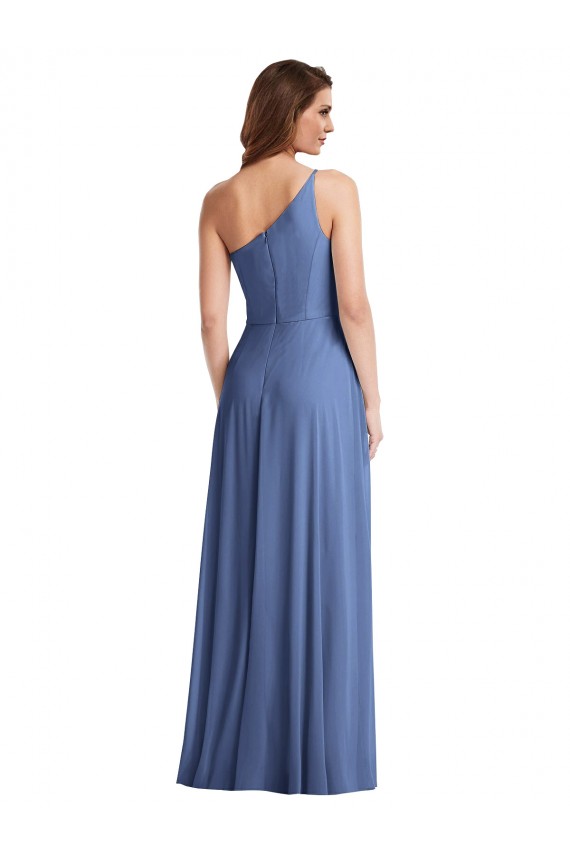 Sleeveless Windsor Blue One Shoulder Soft Chiffon A-Line Formal Evening Gown / Bridesmaid Dress Newcastle