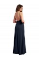 Sleeveless Dark Navy Spaghetti Straps Open Back Soft Chiffon A-Line Evening Dress / Bridesmaid Dress Newcastle