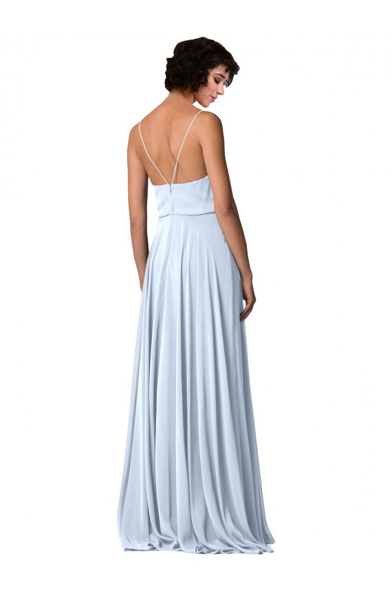 Sleeveless Light Sky Blue Spaghetti Straps Low Back Soft Chiffon A-Line Formal Dress / Bridesmaid Dress Newcastle