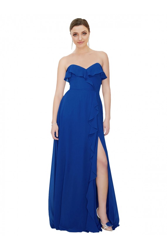 Sleeveless Royal Blue Sweetheart Soft Chiffon A-Line Bridesmaid Dress Newcastle