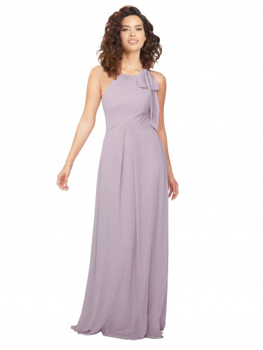 Sleeveless Pink Glow Halter Neck Keyhole Back Chiffon A-Line Bridesmaid Dress / Evening Dress Newcastle