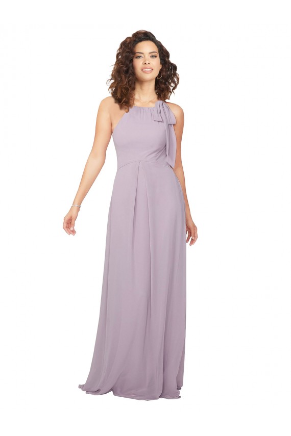 Sleeveless Pink Glow Halter Neck Keyhole Back Chiffon A-Line Bridesmaid Dress / Evening Dress Newcastle