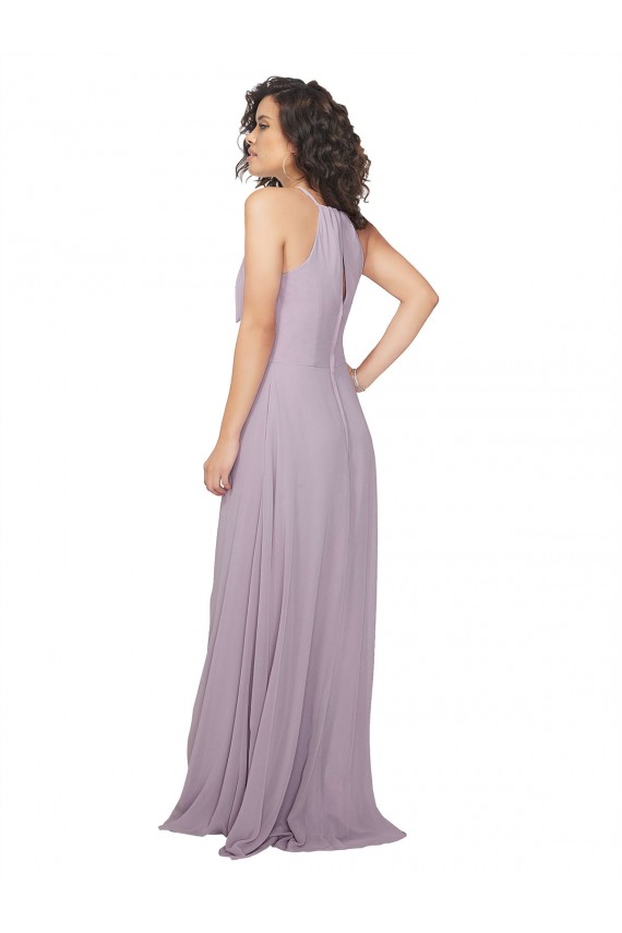 Sleeveless Pink Glow Halter Neck Keyhole Back Chiffon A-Line Bridesmaid Dress / Evening Dress Newcastle