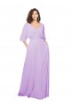 Half Sleeves V-Neck Low Back Lxue Chiffon A-Line Bridesmaid Dress Newcastle