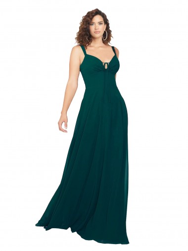 Sleeveless Hunter V-Neck Low Back Soft Chiffon A-Line Bridesmaid Dress Newcastle