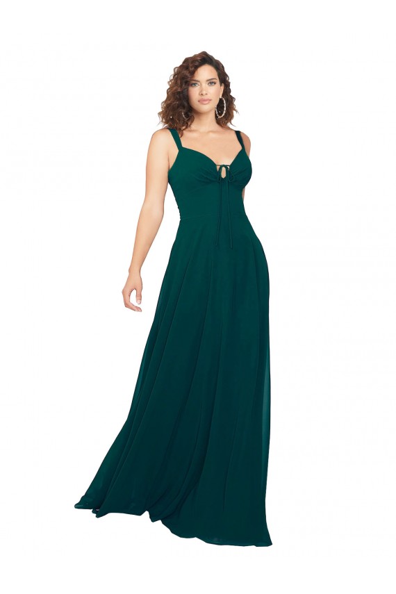 Sleeveless Hunter V-Neck Low Back Soft Chiffon A-Line Bridesmaid Dress Newcastle