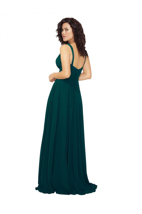 Sleeveless Hunter V-Neck Low Back Soft Chiffon A-Line Bridesmaid Dress Newcastle