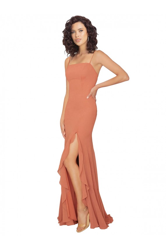 Sleeveless Square Neck V-Back Soft Chiffon A-Line Bridesmaid Dress Newcastle