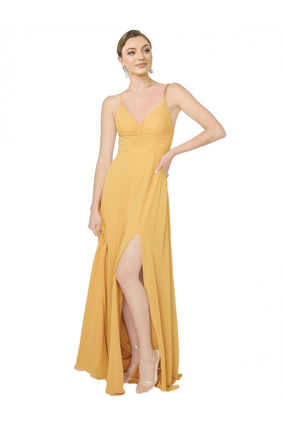 Sleeveless V-Neck Open Back Chiffon A-Line Bridesmaid Dress / Evening Dress Newcastle
