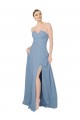 Sleeveless Dusty Blue Sweetheart Low Back Chiffon A-Line Bridesmaid Dress / Evening Dress Newcastle