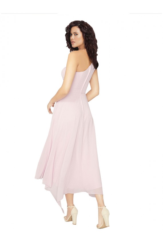 Sleeveless Black One Shoulder Soft Chiffon A-Line High Low Bridesmaid Dress Newcastle