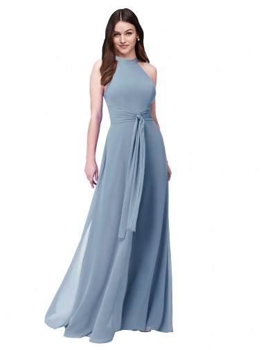 Sleeveless Halter Neck Chiffon A-Line Bridesmaid Formal Dress Newcastle