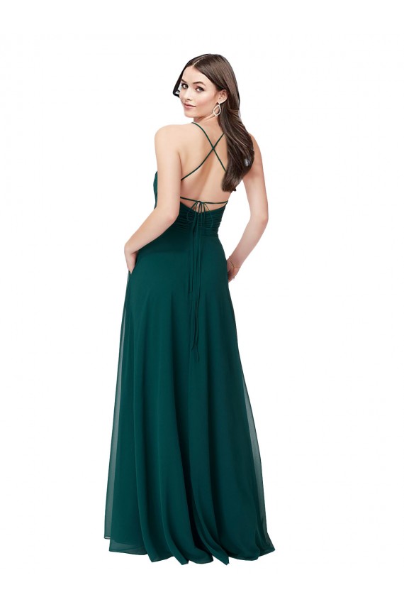 Sleeveless V-Neck Criss Cross Back Chiffon A-Line Wedding Party Dress Newcastle