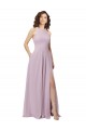 Sleeveless Pink Glow Halter Neck Keyhole Back Soft Chiffon A-Line Bridesmaid Dress Newcastle
