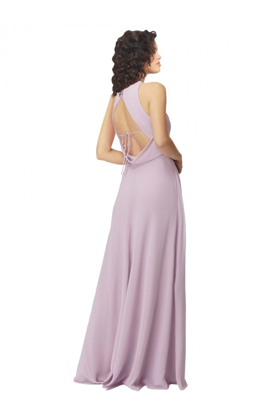 Sleeveless Pink Glow Halter Neck Keyhole Back Soft Chiffon A-Line Bridesmaid Dress Newcastle