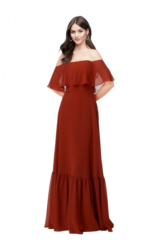 Short Flutter Sleeves Off the Shoulder Soft Chiffon A-Line Bridesmaid Dress Newcastle
