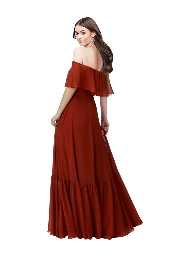 Short Flutter Sleeves Off the Shoulder Soft Chiffon A-Line Bridesmaid Dress Newcastle