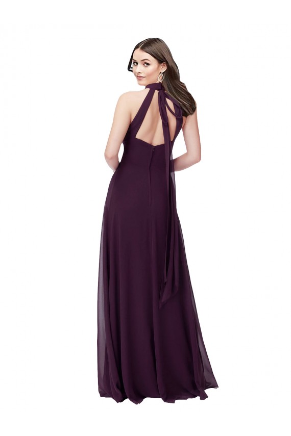 Sleeveless Grape Halter Neck Keyhole Back Soft Chiffon A-Line Bridesmaid Dress Newcastle