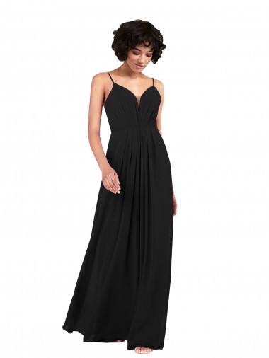 Sleeveless V-Neck Criss Cross Open Back Soft Chiffon Column Formal Evening Gown / Bridesmaid Dress Newcastle