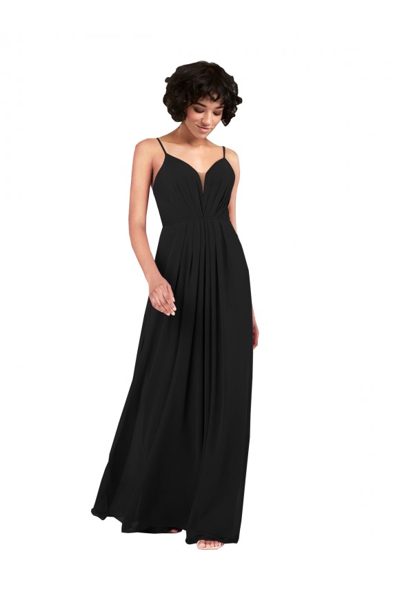 Sleeveless V-Neck Criss Cross Open Back Soft Chiffon Column Formal Evening Gown / Bridesmaid Dress Newcastle