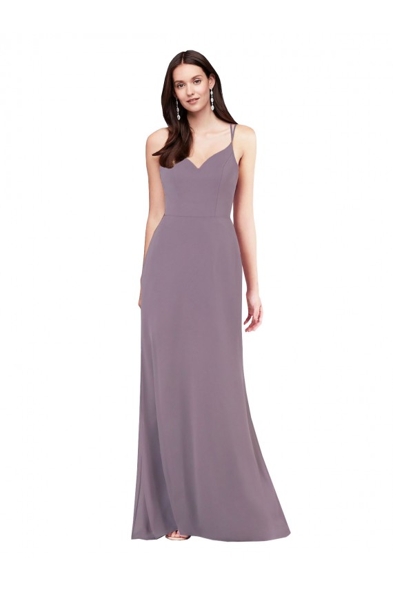Sleeveless Sweetheart Criss Cross Open Back Soft Chiffon Column Formal Evening Gown / Bridesmaid Dress Newcastle