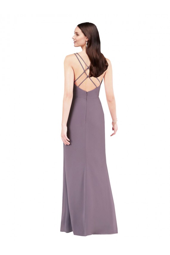 Sleeveless Sweetheart Criss Cross Open Back Soft Chiffon Column Formal Evening Gown / Bridesmaid Dress Newcastle