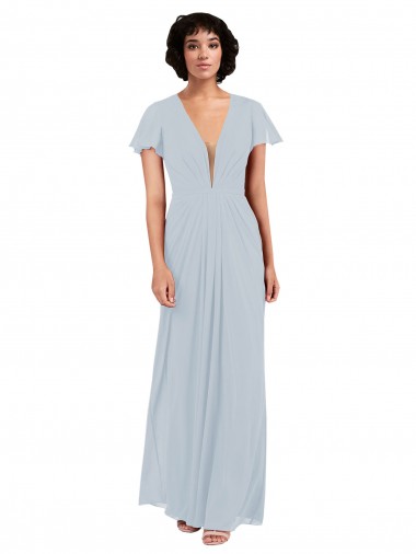 Cap Sleeves V-Neck Soft Chiffon A-Line Bridesmaid Dress / Formal Dress Newcastle