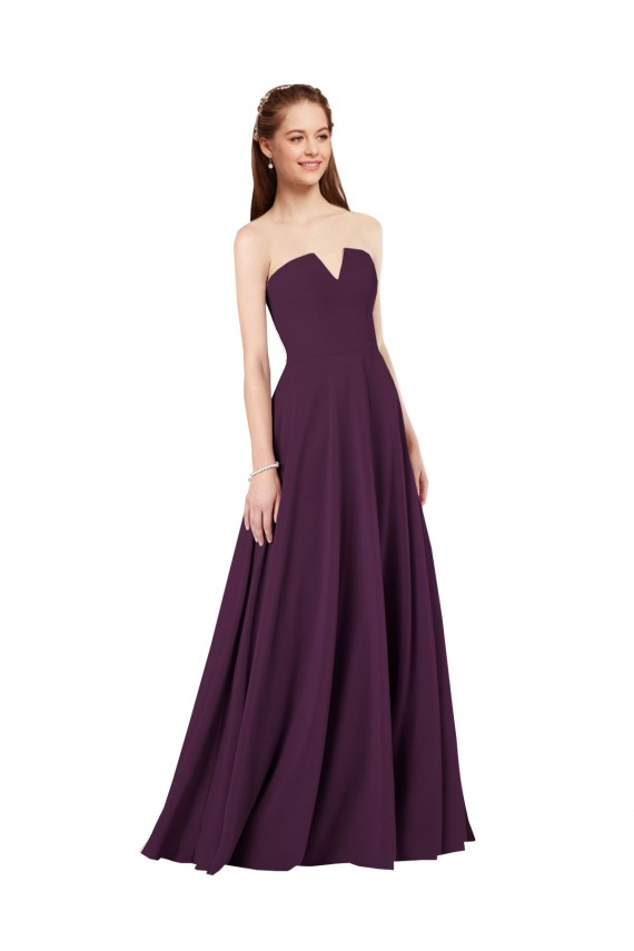 Sleeveless Strapless Low Back Soft Chiffon A-Line Formal Dress / Bridesmaid Dress Newcastle