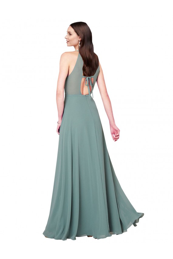 Sleeveless Dark Lavender Halter Neck Keyhole Back Chiffon A-Line Bridesmaid Dress / Evening Dress Newcastle