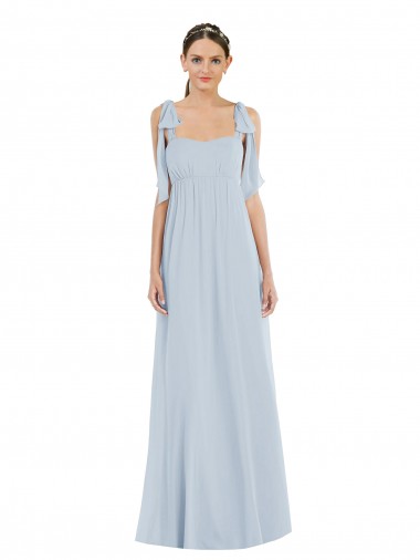 Sleeveless Sea Glass Spaghetti Straps Low Back Soft Chiffon A-Line Semi Formal Evening Dress / Bridesmaid Dress Newcastle