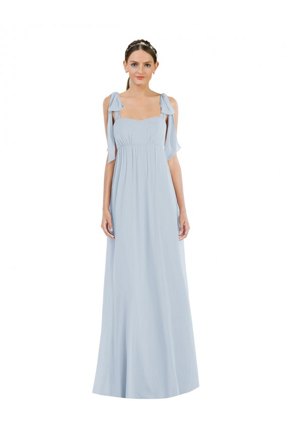 Sleeveless Sea Glass Spaghetti Straps Low Back Soft Chiffon A-Line Semi Formal Evening Dress / Bridesmaid Dress Newcastle