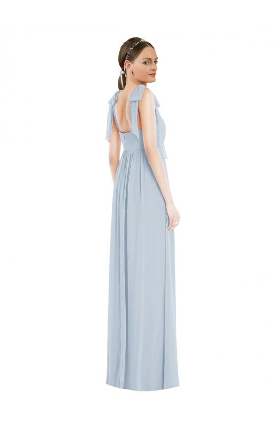 Sleeveless Sea Glass Spaghetti Straps Low Back Soft Chiffon A-Line Semi Formal Evening Dress / Bridesmaid Dress Newcastle