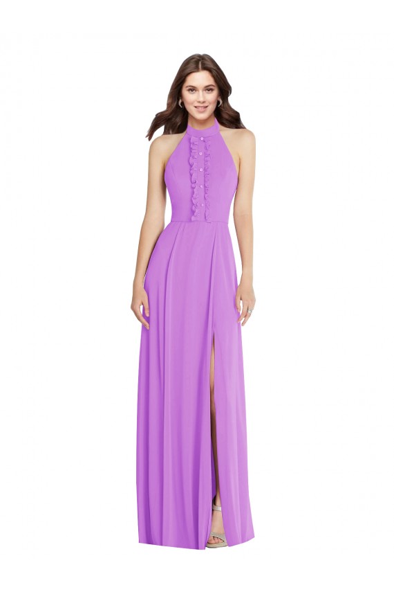 Sleeveless Halter Neck Backless Soft Chiffon A-Line Formal Evening Gown / Bridesmaid Dress Newcastle