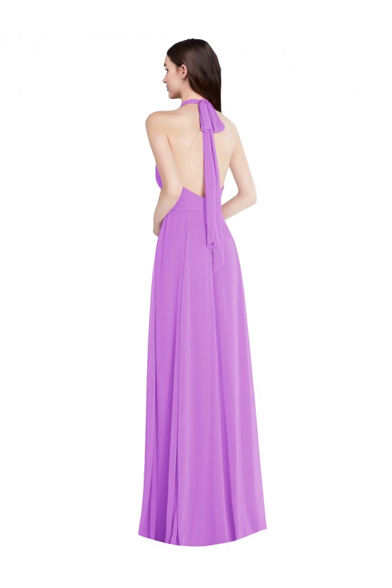 Sleeveless Halter Neck Backless Soft Chiffon A-Line Formal Evening Gown / Bridesmaid Dress Newcastle