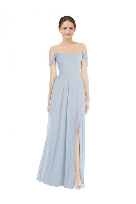 Flounce Sleeves Off the Shoulder Soft Chiffon A-Line Semi Formal Evening Dress / Bridesmaid Dress Newcastle