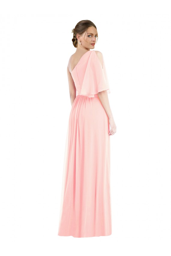 Bell Sleeves One Shoulder Soft Chiffon A-Line Semi Formal Evening Dress / Bridesmaid Dress Newcastle