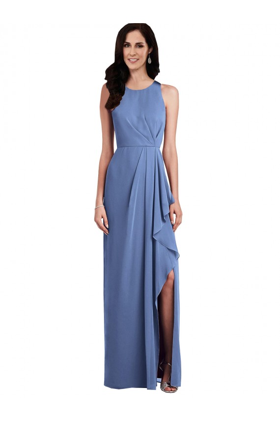 Sleeveless Jewel Neck Keyhole Back Soft Chiffon A-Line Bridesmaid Dress Newcastle