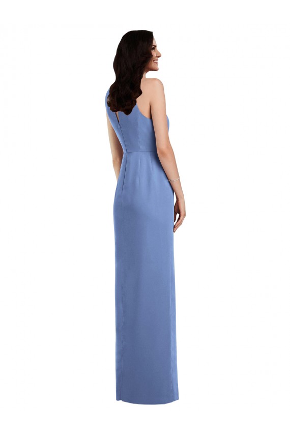Sleeveless Jewel Neck Keyhole Back Soft Chiffon A-Line Bridesmaid Dress Newcastle